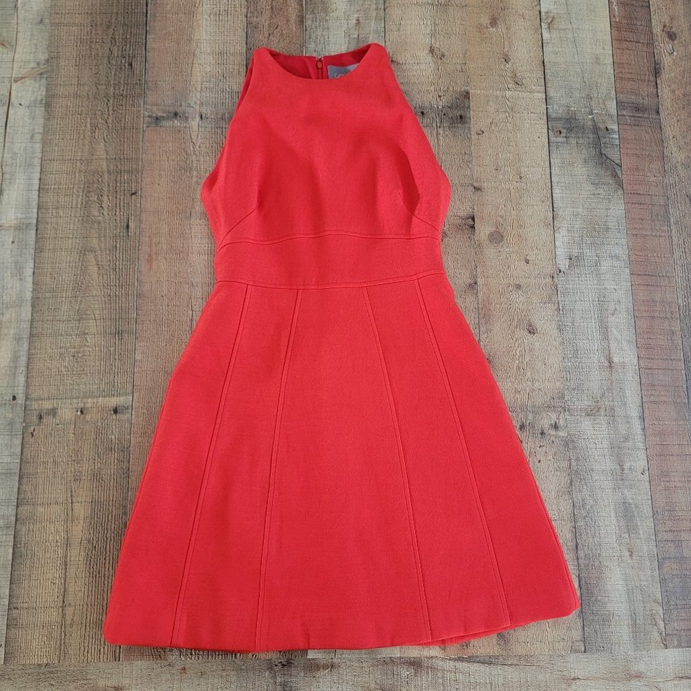 Lela Rose Crew Neck Halter Fit and Flare Knee Length Dress